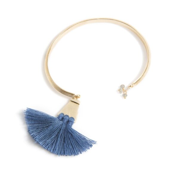 NWT! Sants Gold Beaded Tassel Bangle Bracelet - Picture 1 of 1